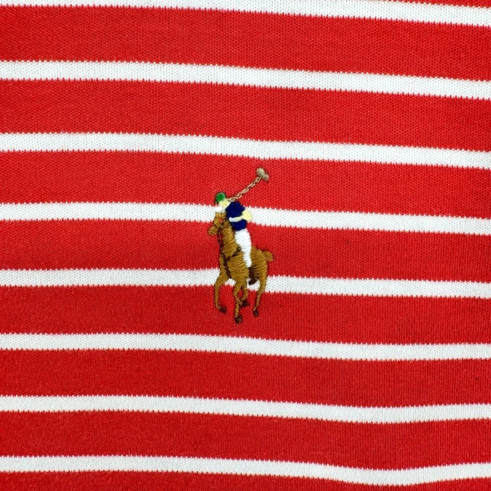 Polo Ralph Lauren Shirt Mens XL Orange Red White Striped Preppy Golf Casual Tee